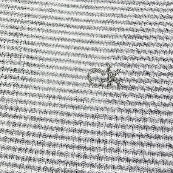 Calvin Klein Liquid Touch Embroidered Chest Logo Gray White Stripe Mens 2XL Polo - Picture 7 of 12